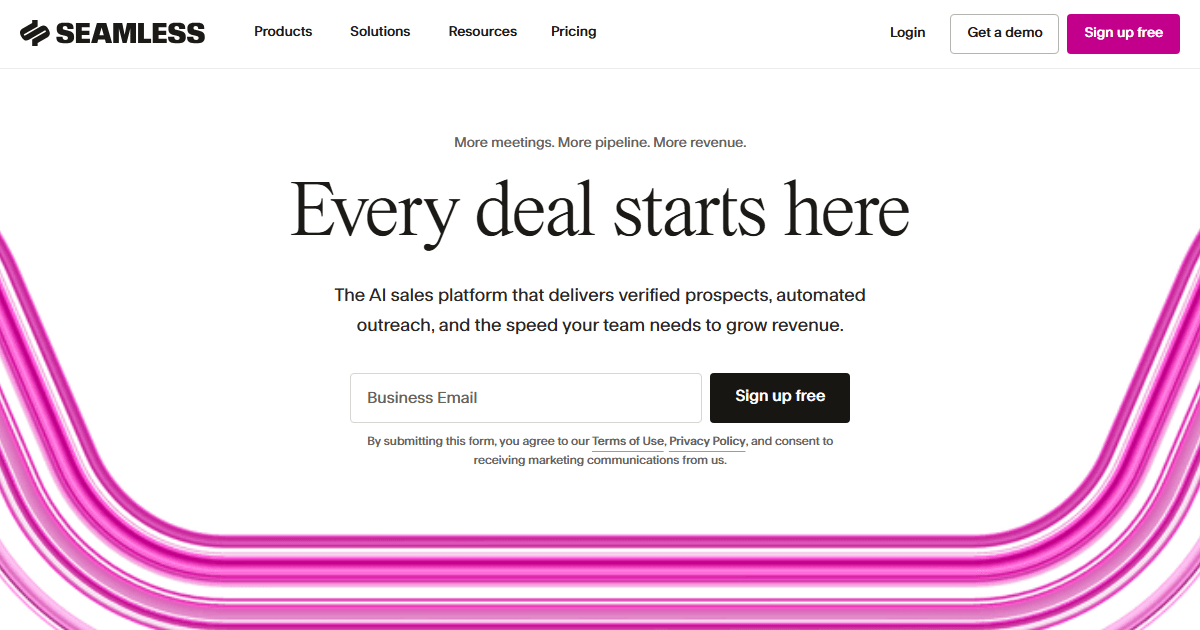 Seamless.AI pricing page with sales-gated Pro tier
