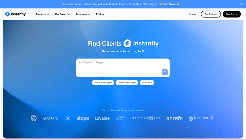 Instantly.ai homepage