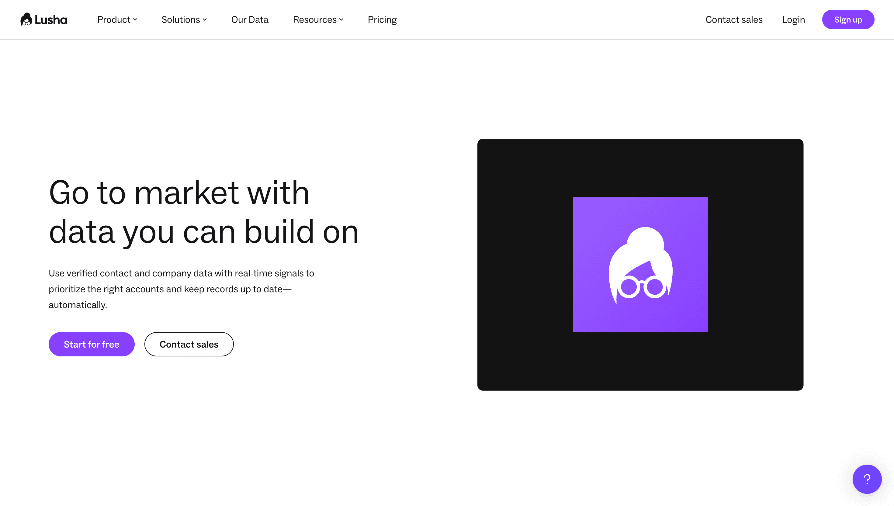 Lusha homepage showing Chrome extension for LinkedIn lookups