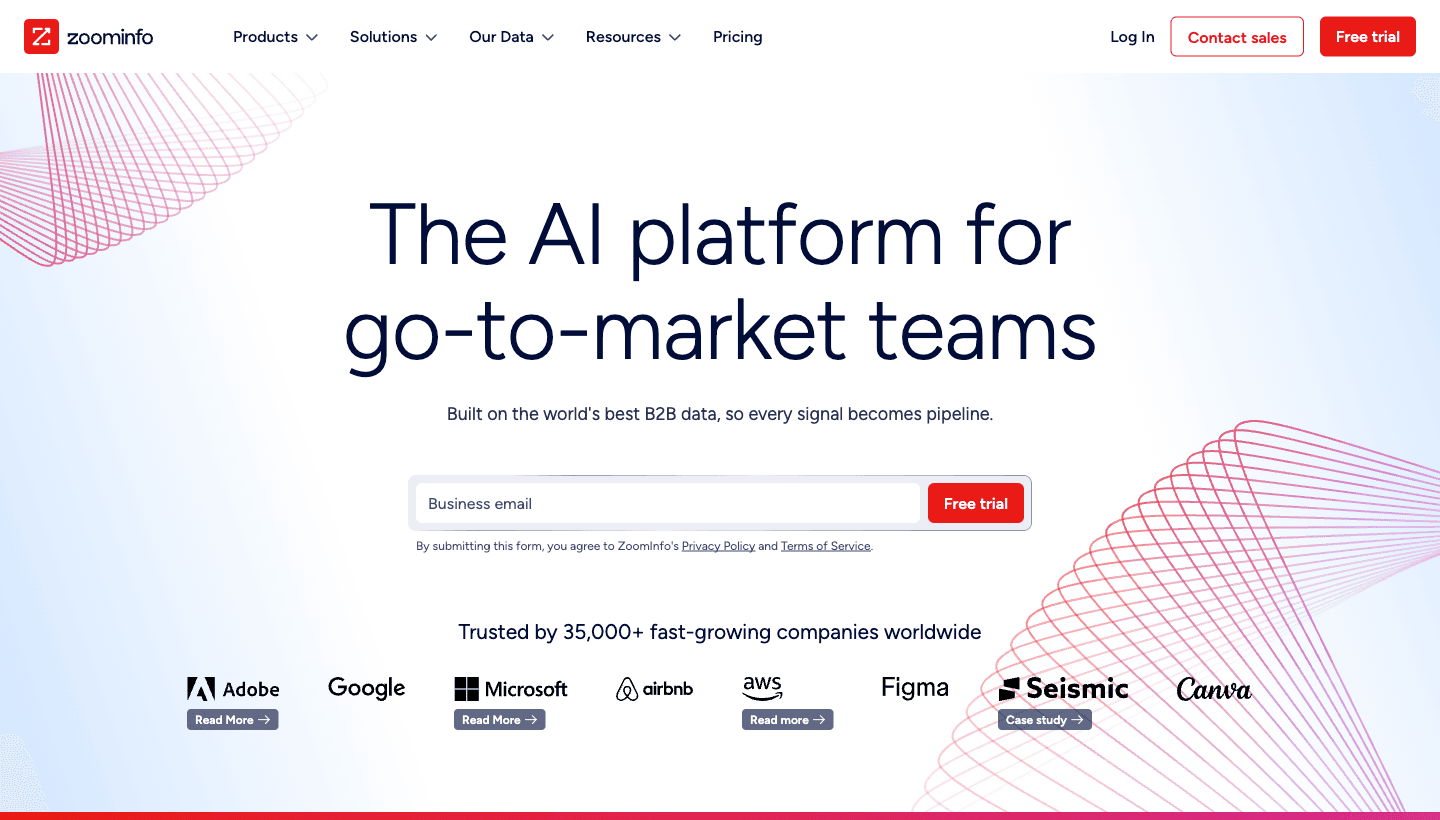 ZoomInfo homepage